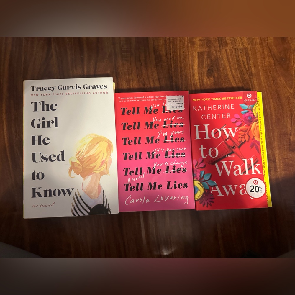 Set of Three Books with Red and White Covers